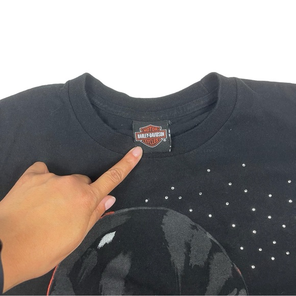 Harley Davidson oversized upcycled reworked Skull Boston graphic tee - Picture 3 of 4